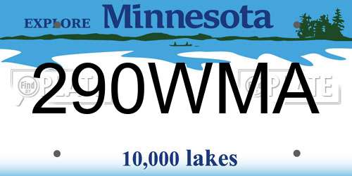 290WMA Minnesota License Plate