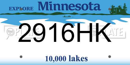2916HK Minnesota License Plate