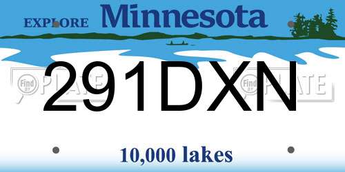 291DXN Minnesota License Plate