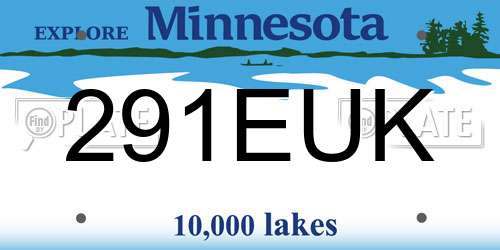 291EUK Minnesota License Plate