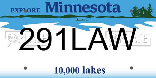 291LAW Minnesota License Plate