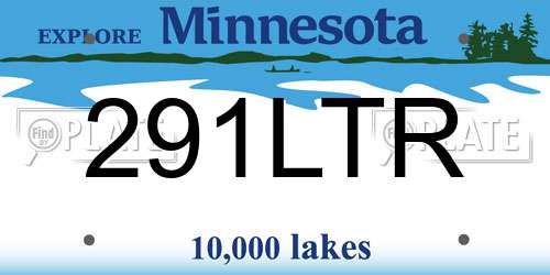 291LTR Minnesota License Plate
