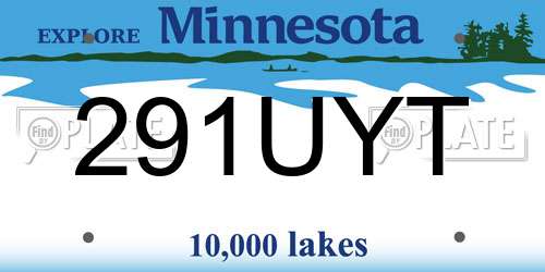291UYT Minnesota License Plate