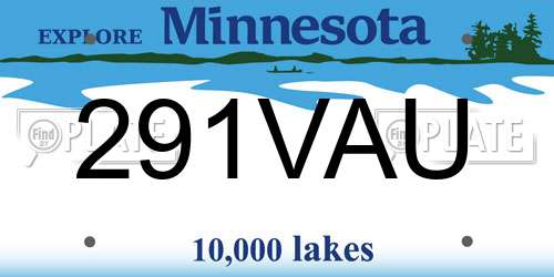 291VAU Minnesota License Plate
