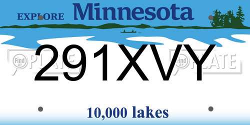 291XVY Minnesota License Plate