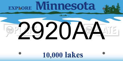 2920AA Minnesota License Plate