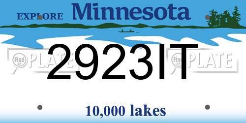 2923IT Minnesota License Plate