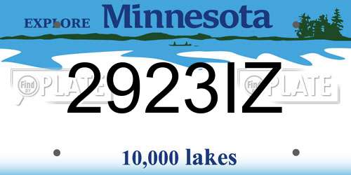2923IZ Minnesota License Plate