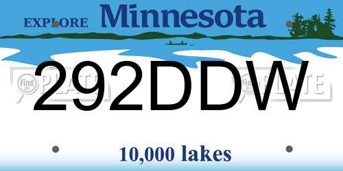 292DDW Minnesota License Plate