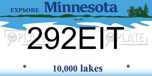 292EIT Minnesota License Plate