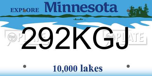 292KGJ Minnesota License Plate
