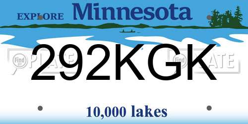 292KGK Minnesota License Plate