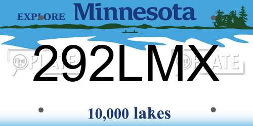 292LMX Minnesota License Plate
