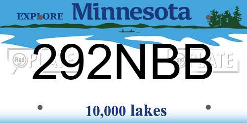 292NBB Minnesota License Plate