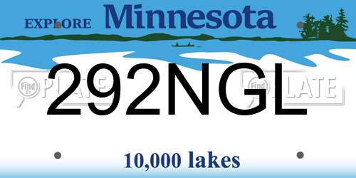 292NGL Minnesota License Plate