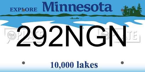 292NGN Minnesota License Plate