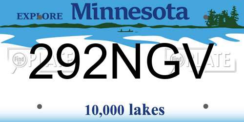 292NGV Minnesota License Plate