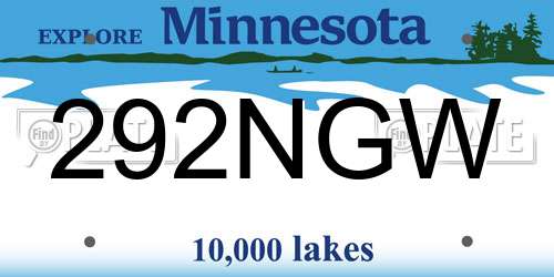 292NGW Minnesota License Plate