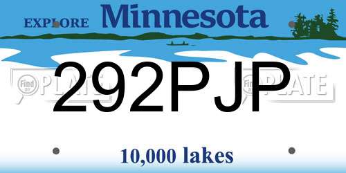 292PJP Minnesota License Plate