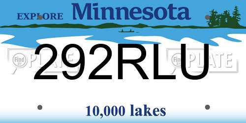 292RLU Minnesota License Plate