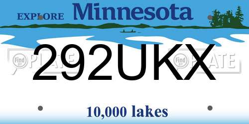 292UKX Minnesota License Plate
