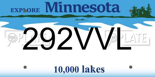 292VVL Minnesota License Plate