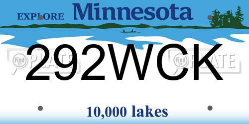 292WCK Minnesota License Plate