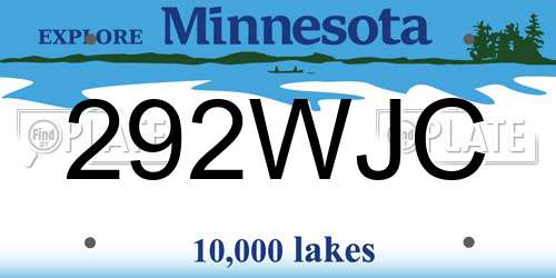 292WJC Minnesota License Plate