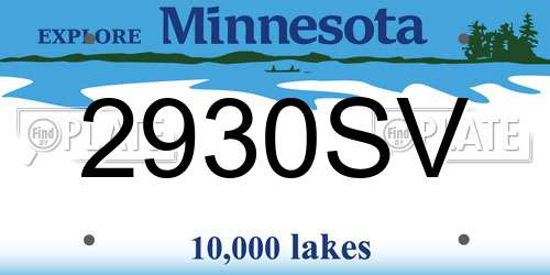 2930SV Minnesota License Plate