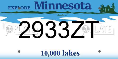 2933ZT Minnesota License Plate