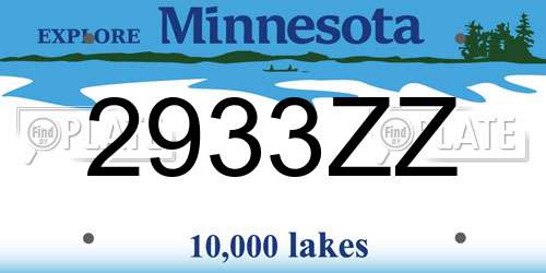 2933ZZ Minnesota License Plate