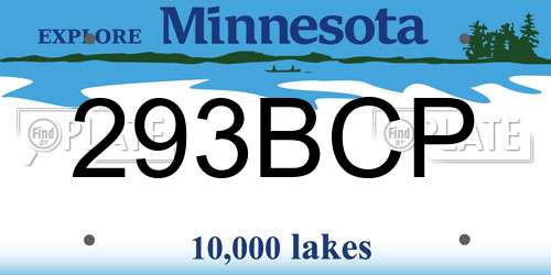 293BCP Minnesota License Plate