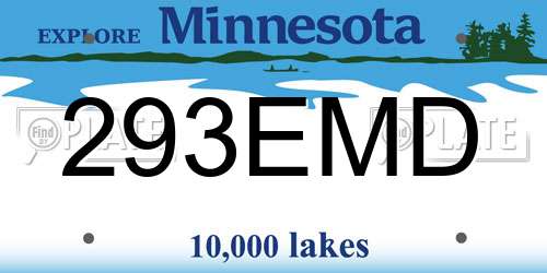 293EMD Minnesota License Plate