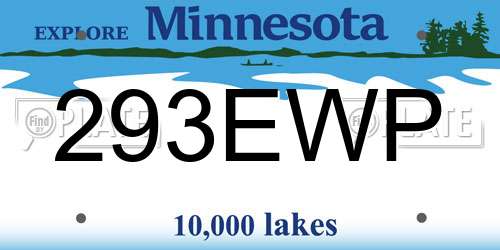 293EWP Minnesota License Plate