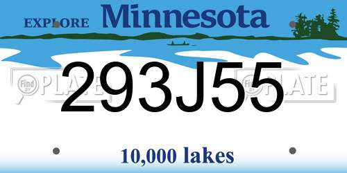 293J55 Minnesota License Plate