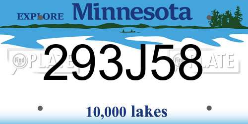 293J58 Minnesota License Plate