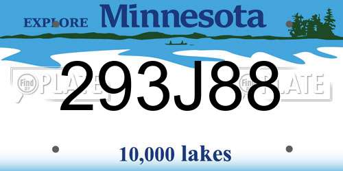 293J88 Minnesota License Plate