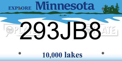 293JB8 Minnesota License Plate