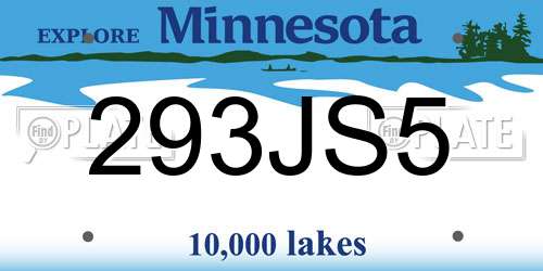 293JS5 Minnesota License Plate
