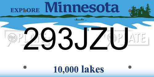 293JZU Minnesota License Plate
