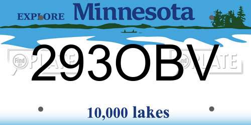 293OBV Minnesota License Plate