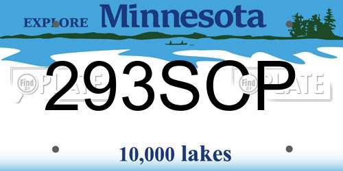 293SCP Minnesota License Plate