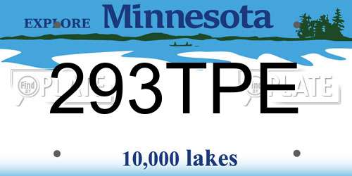 293TPE Minnesota License Plate