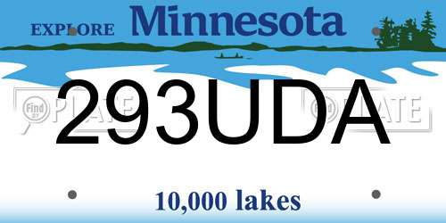 293UDA Minnesota License Plate