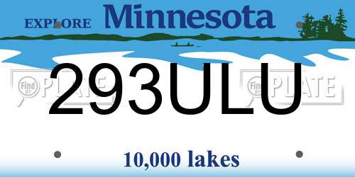 293ULU Minnesota License Plate