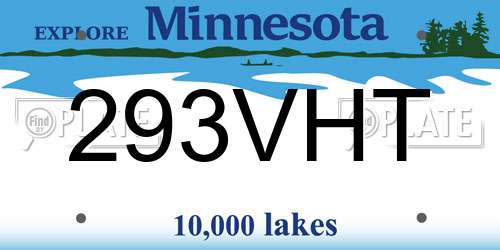 293VHT Minnesota License Plate