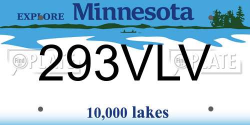293VLV Minnesota License Plate