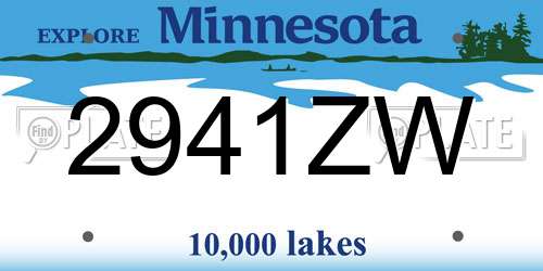 2941ZW Minnesota License Plate