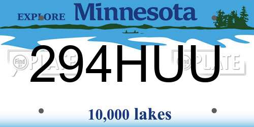 294HUU Minnesota License Plate