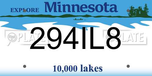294IL8 Minnesota License Plate